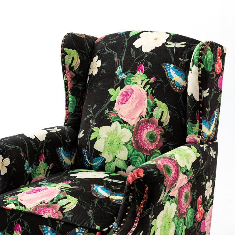 Fauteuil d'appoint à oreilles Anndi, Polyester noir