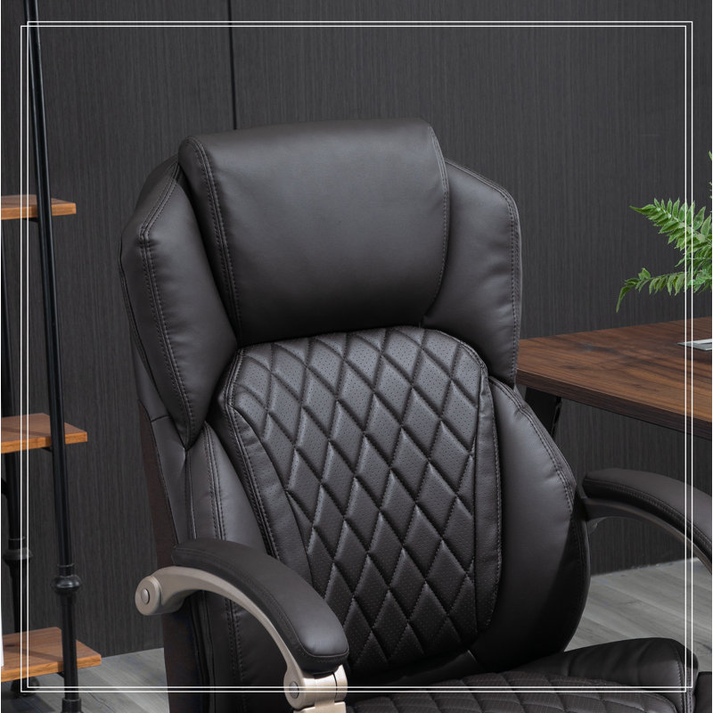 Big and Tall Executive Office Chair with Wide Seat, Computer Desk Chair with High Back Diamond, Brown