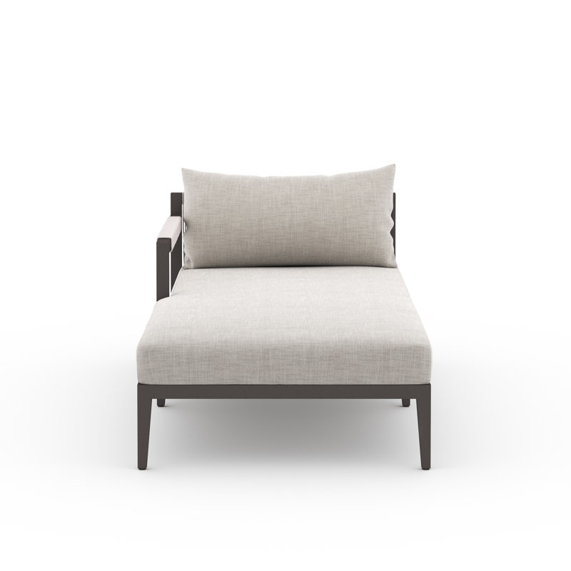 Sherwood Outdoor Teak Chaise Lounge, Microfiber Satin, Black/Gray