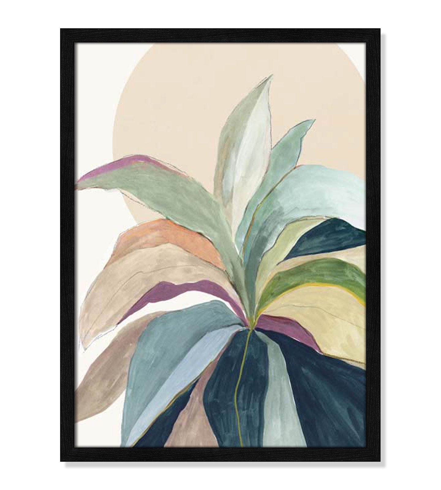 Sunny Bright Leaves II Print by Asia Jensen, 23" H x 17" W x 0.75" D, Black Slim Unmatted Picture Framed
