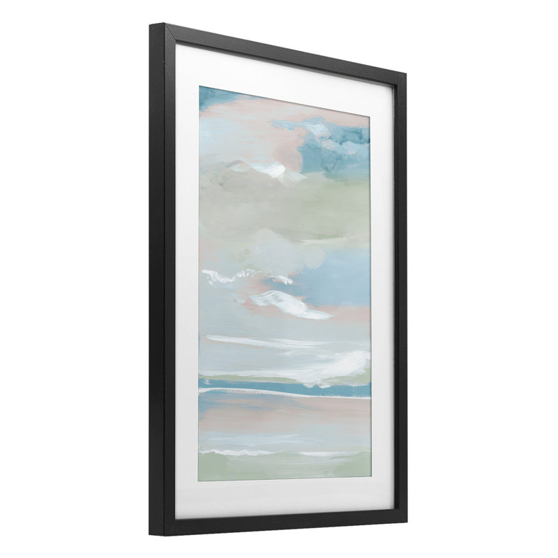 «Seaside Sunrise», reproduction encadrée sous verre, conception de Lera, H 20 po x l 14 po, Cadre noir minuit