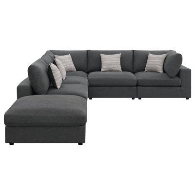 Rhette Charcoal 6-piece Upholstered Sectional with Reversible Cushions
