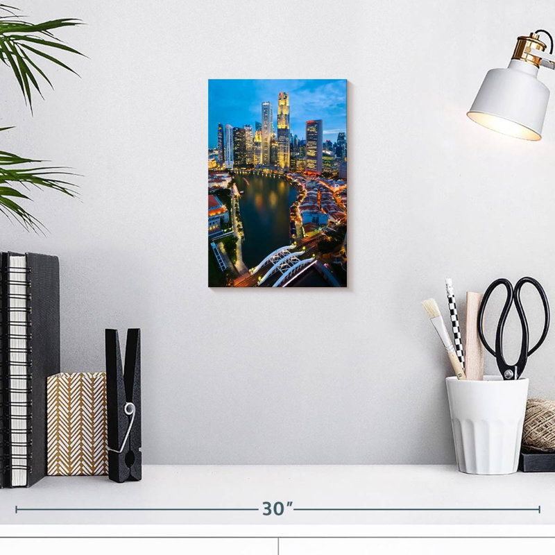 Aime illuminé le paysage urbain de Singapour, H 12 po x l 8 po