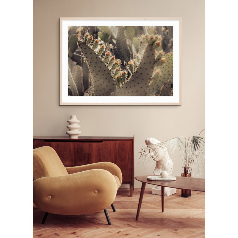 Prickly Pear Blossoms, 29" H x 40" W, Black