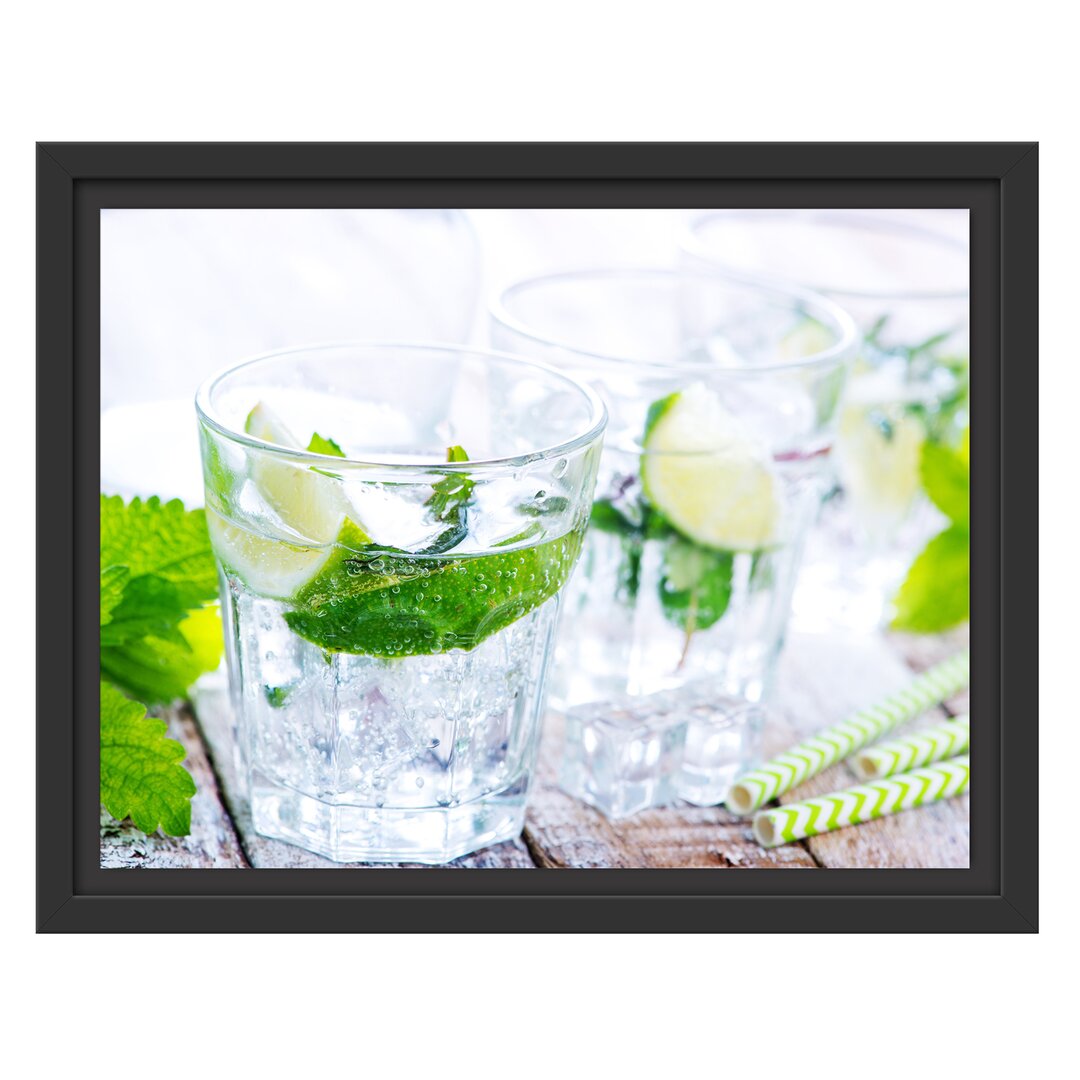 Gerahmtes Wandbild Mojito-Gläser mit Minze