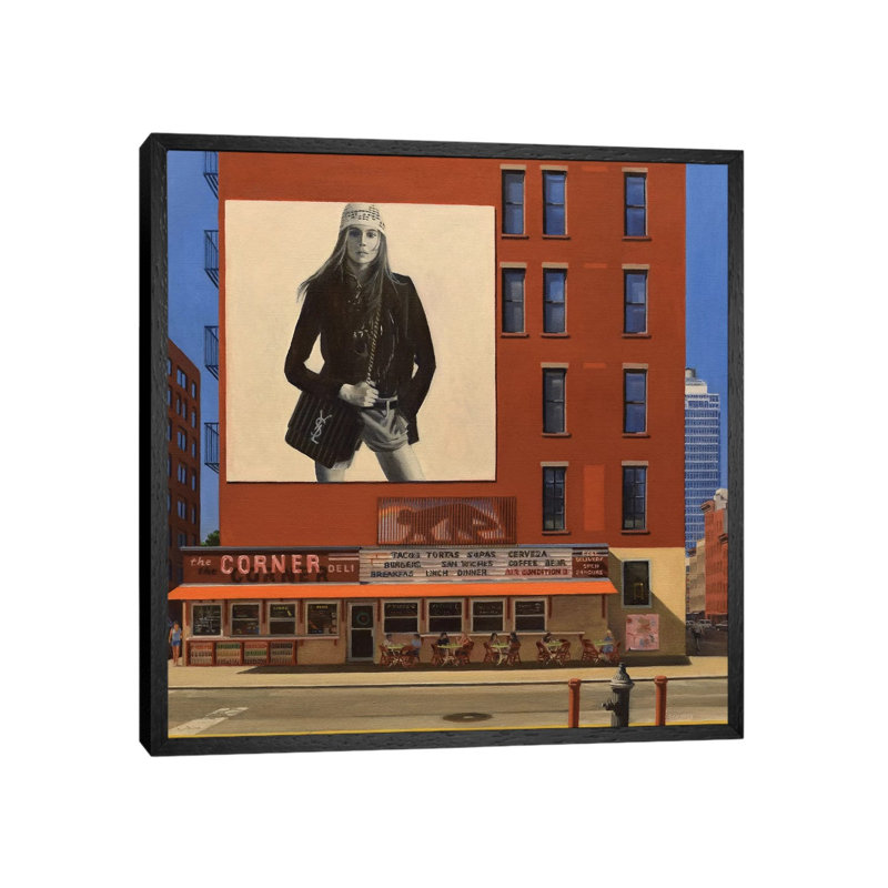 The Corner Deli by Nick Savides - Floater Frame Print on Canvas, 45.72 cm H x 45.72 cm W, Black Framed Canvas