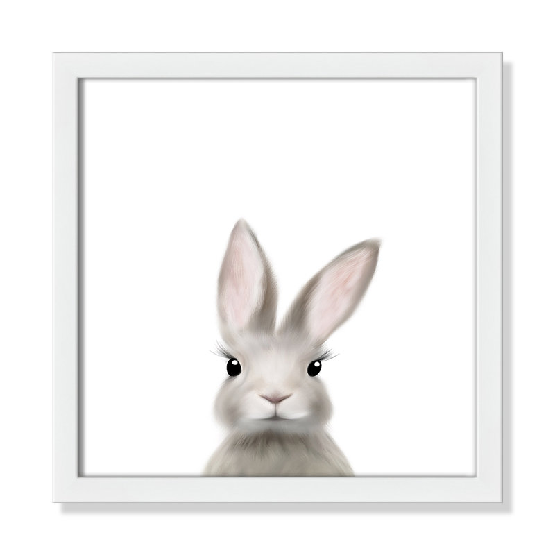 Art encadré en lapins forestières, H 13 po x l 13 po x P 1,19 po, Encadré de boîte blanc
