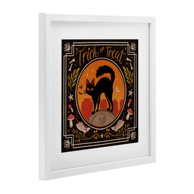 Trick Or Treat Cat & Rats Framed Print Under Glass, design by Janelle Penner