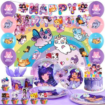 Décorations d'anniversaire Aphmau, 112 pièces décorations de fête Aphmau