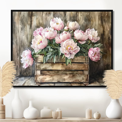 Bouquet de pivoines campagnard chic - pivoines grand art mural