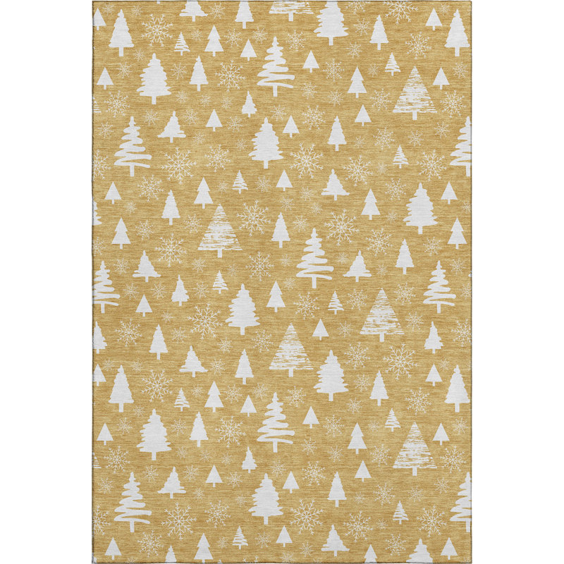 Premium Machine Washable Dockside AMF1815 Christmas Trees Rug, Rectangle 8' x 10'