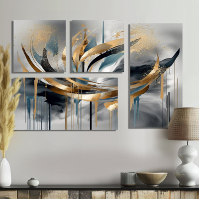 Formes abstraites et lignes infinies III - Formes abstraites, grandes impressions sur toile, 4 pièces