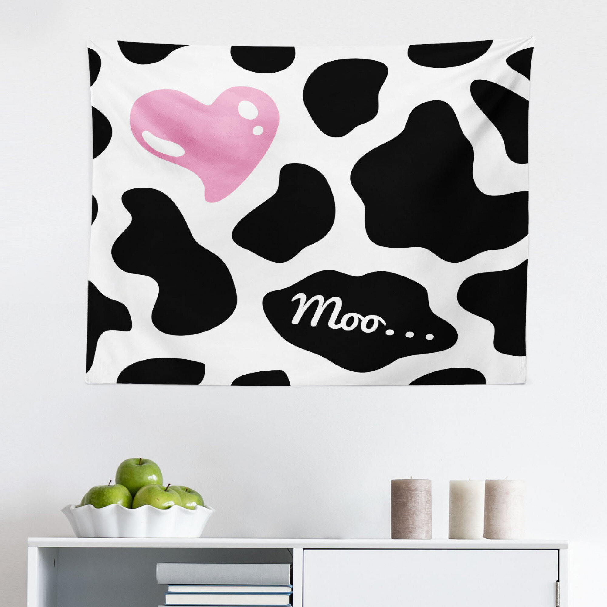 Pink cow print discount tapestry