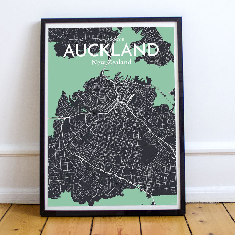Auckland City Map - No Frame Print, 50.8cm H x 40.6cm W x 0.13cm D