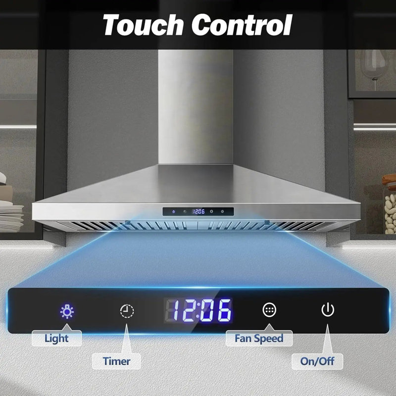 Hotte murale 30 pouces en acier inoxydable, Silver