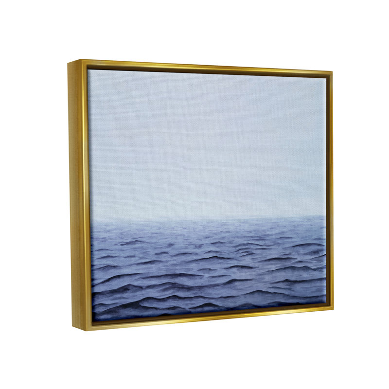 «Vast Ocean Horizon Solever Blue Water Waves» par Michael Willett - cadre flottant, impression sur toile, Cadre doré