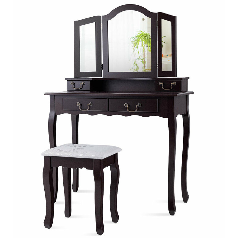 Ensemble de meuble-lavabo avec tabouret Garver, Café