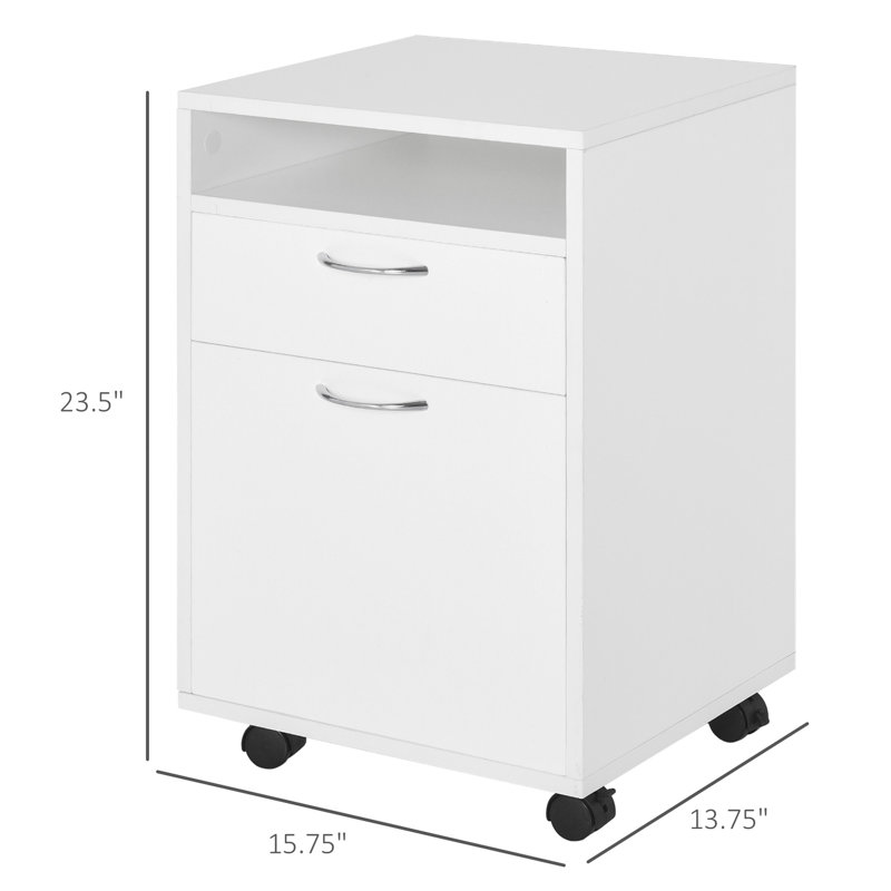 Armoire de bureau mobile blanche avec tiroir et armoire, amplement d'espace, se range sous les bureaux en blanc