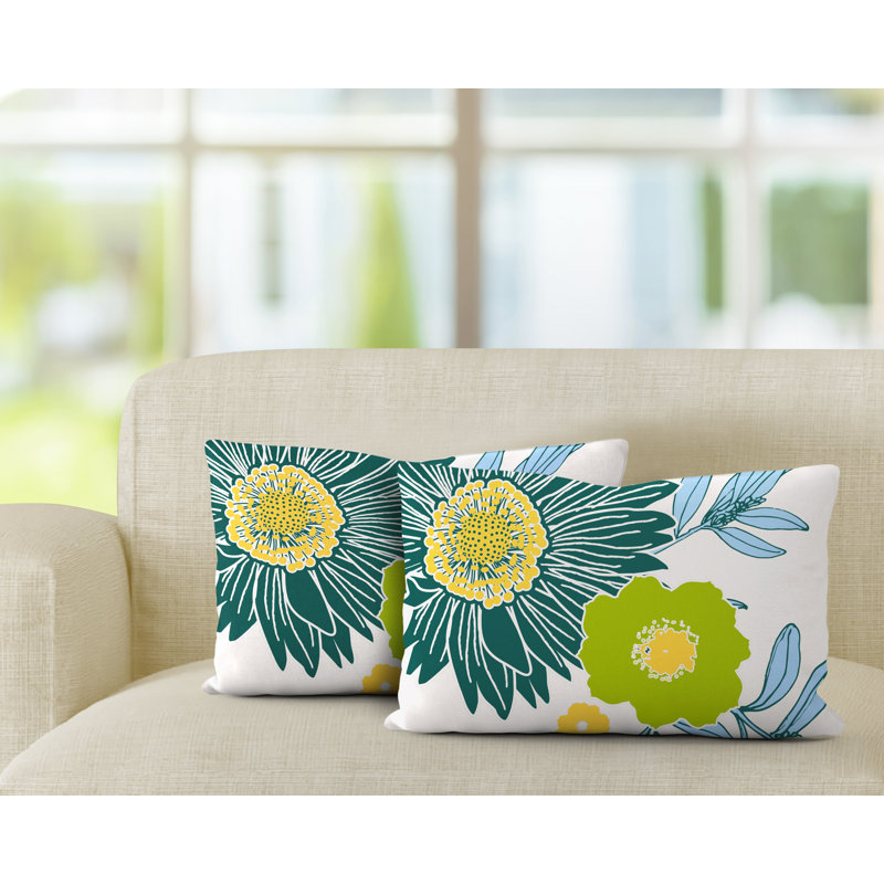 Polyester / Mélange de polyester Housse de coussin rectangulaire intérieure / extérieure lombaire et insert, Émeraude