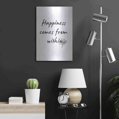 "Happiness" par Design Fabrikken - Art textuel sur métal sans cadre
