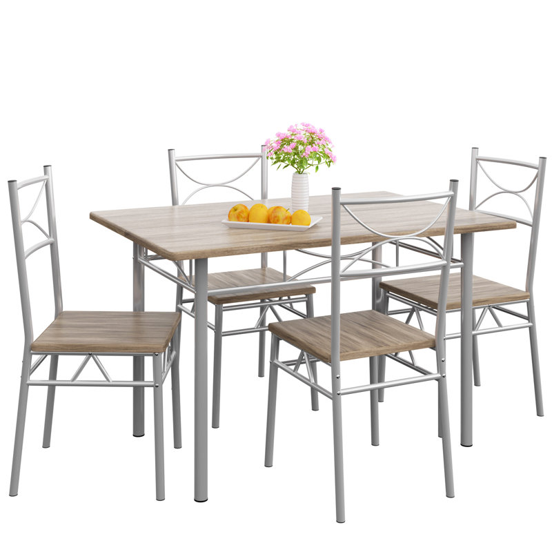 Waugh 4 - Person Patio Dining Set with Rectangular Table, Oak