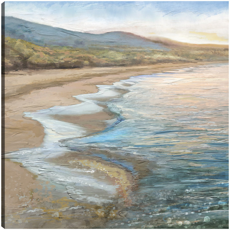 Rolling Tides Blue and White Canvas Art Print 20" x 20"