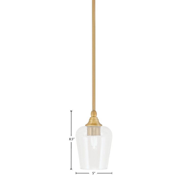 Mini-luminaire suspendu suspendu au fini nouvel âge avec verre à bulles transparent de 5 po