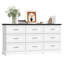 Commode à 9 tiroirs de 62,99 po, commode de chambre moderne avec poignées en métal et base renforcée-1453258313
