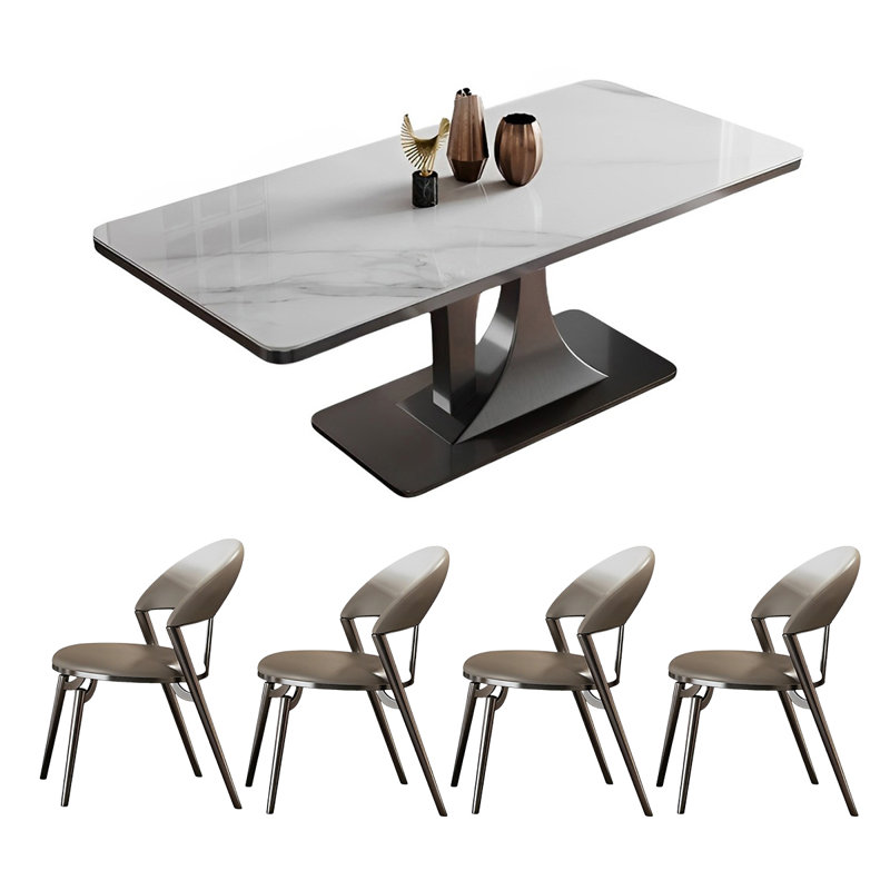 Ensemble de table de salle à manger rectangulaire et chaises, H 29,52 po x L 55,11 po x l 31,49 po
