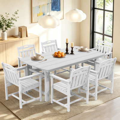 Ensembles de salle à manger rectangulaires 7 pièces pour usage intérieur et extérieur