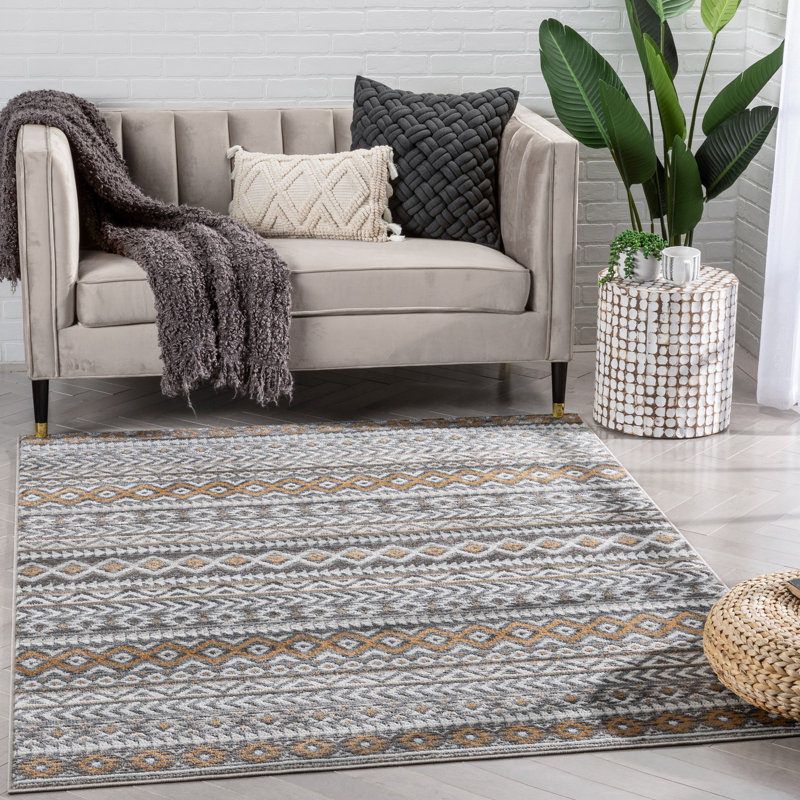 Well Woven Verity Sahil Moroccan Stripe Grey Area Rug, Rectangle 120cm x 160cm