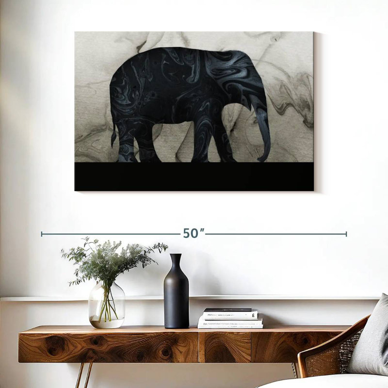Brampt Abstract Elephant Silhouette, 26" H x 39" W