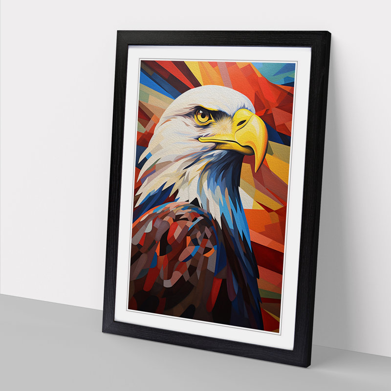 Eagle Constructivism - Single Picture Frame Print on Wood, Black, 34" H x 25" W x 2" D