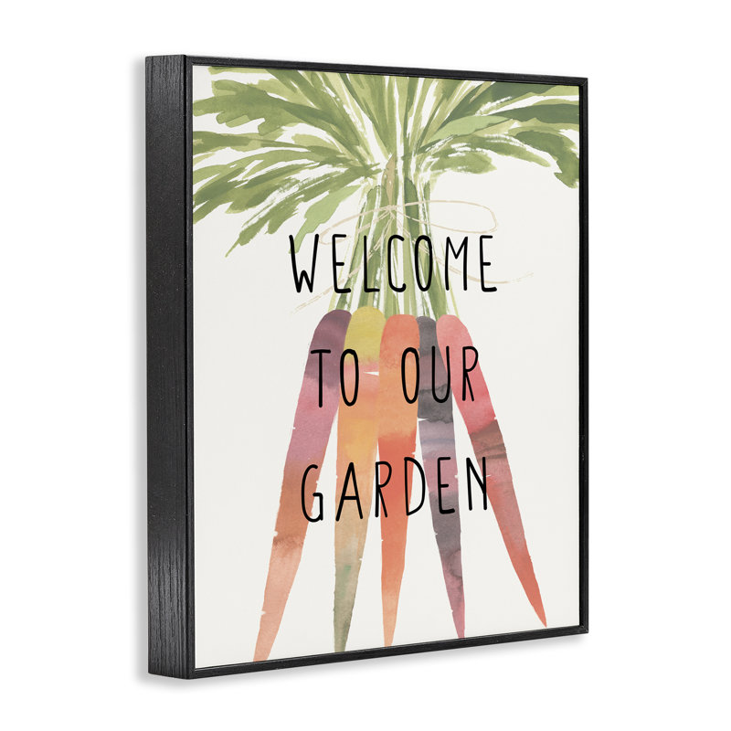  «Welcome Garden with Carrots», art de la giclée encadrée par Annie Warren, H 14 po x l 11 po, Giclée encadrée noir minuit