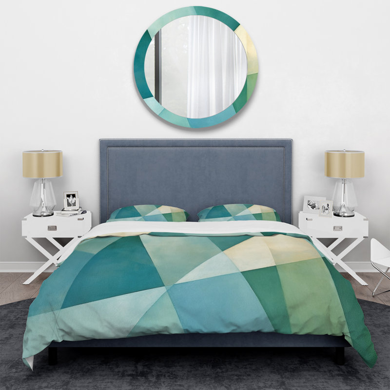 Ensemble de housse de couette Green Blue Abstract Geometric Fusion II - Abstract Shapes