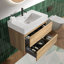 30 Inch Wall-Mounted Single Bathroom Vanity with Solid Surface Top with Overflow, Pre-Assembled-313203126-313203127-303615347