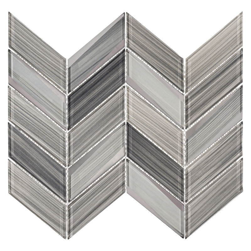 Lausanne 2-in. x 5-in. Striated Chevron Glossy Glass Mosaic Wall & Floor Tile, Martines