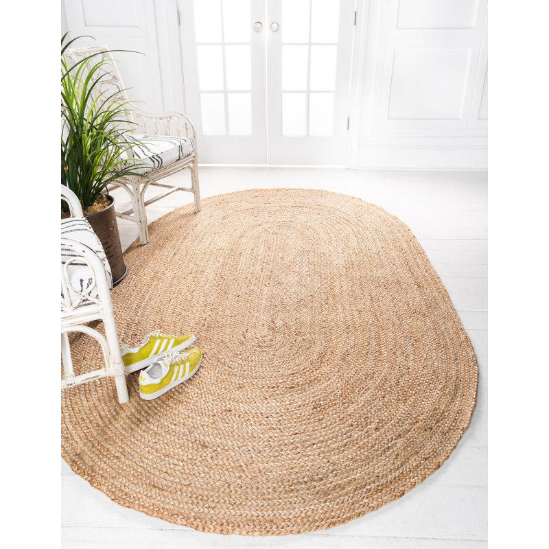 Meador Hand Braided Chindi Rugs, Oval 8' x 10'