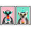 «Cool Lemur», ensemble de 2 encadrements amusants de singe avec crème glacée et lunettes de soleil pour décor de chambre d'enfant ou de café moderne-119347294-119347292