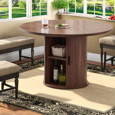 Table de salle à manger compacte avec rangement intelligent, finition en bois naturel MDF