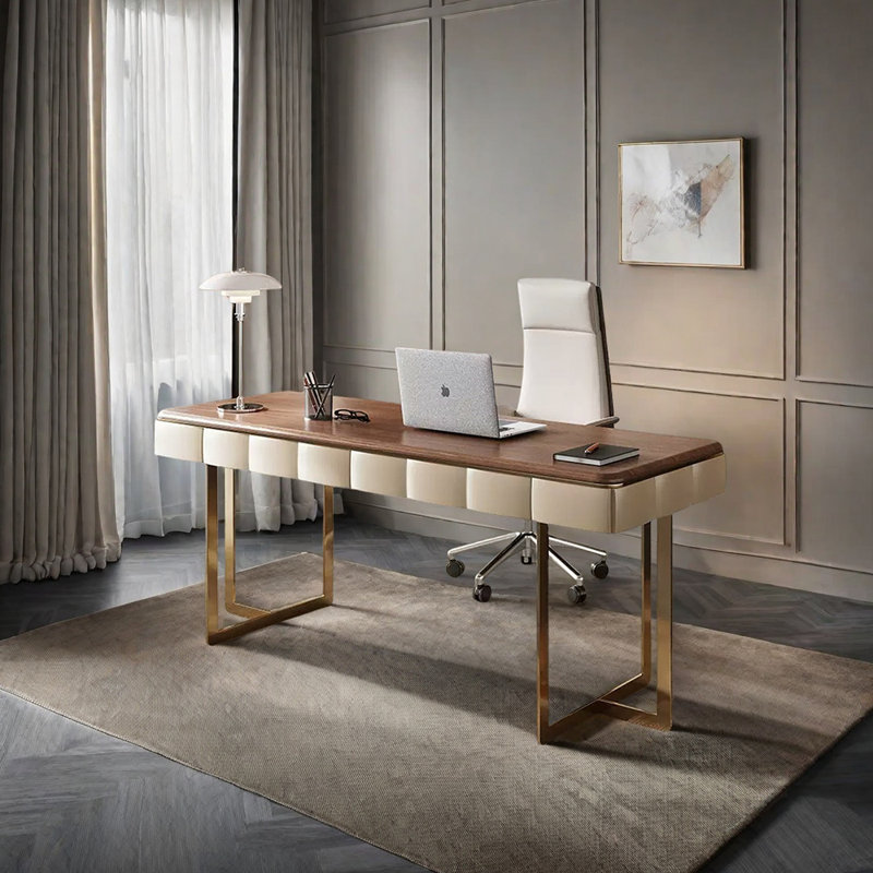 Bureau minimaliste avec tiroirs, Brun