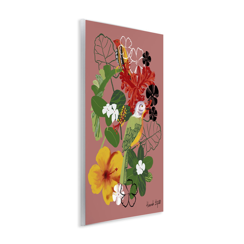 "Gambia Inspired Florals", art mural sur bois par Hannah Byatt, H 15 po x l 10 po