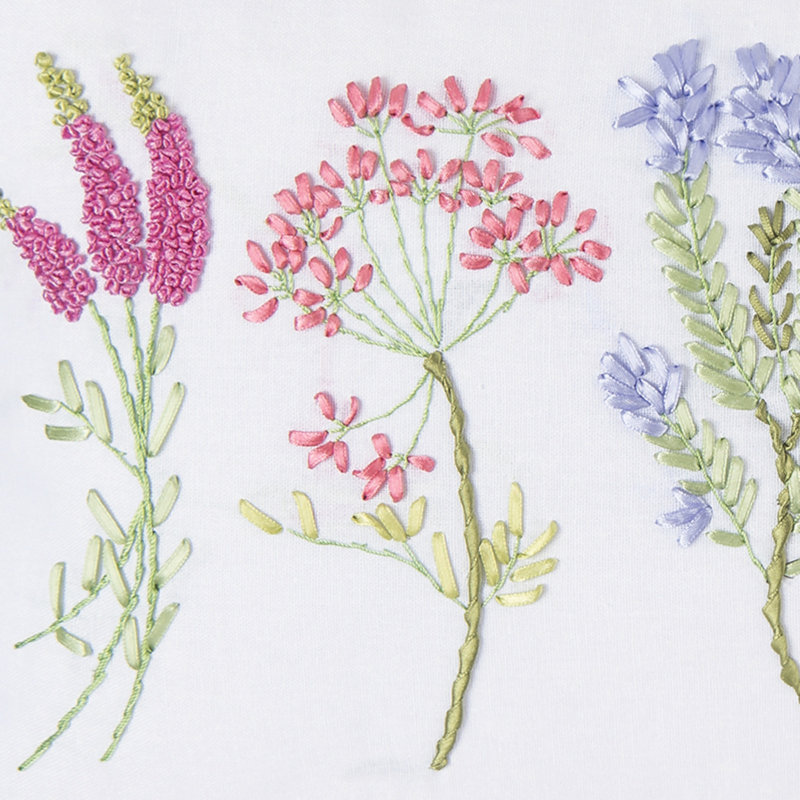 Botanical Hand Crafted Ribbon Art Pillow