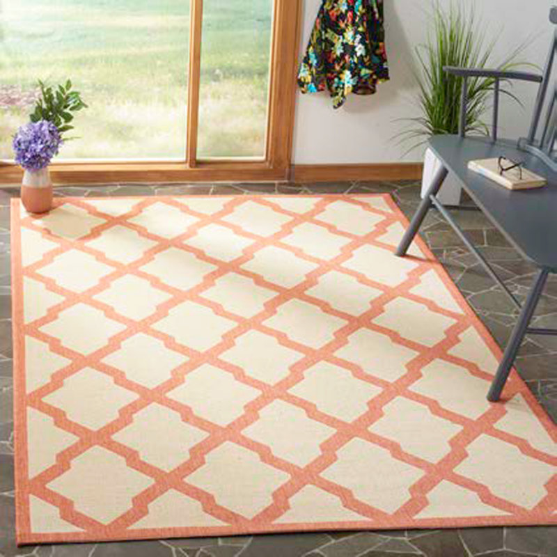 Tapis d'intérieur / extérieur à motif géométrique 100 pièces Ferrill Linden, Rectangle 4 pi x 6 pi