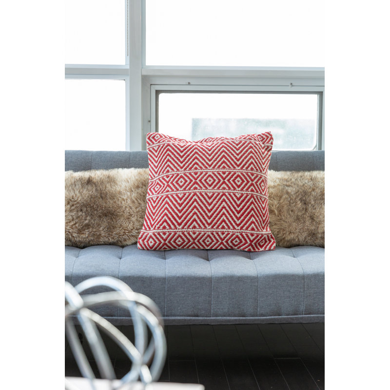  Square Cotton Pillow Cover and Insert, Red