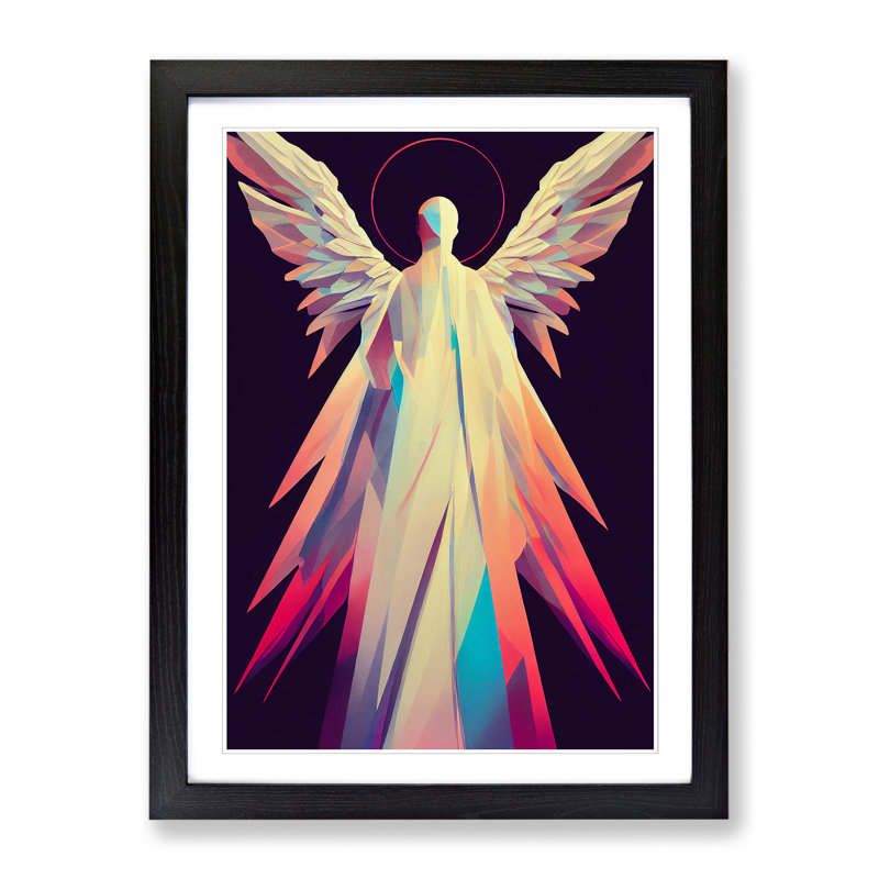 FRM-V0523-73X Angel - Single Picture Frame Print, 64cm H x 46cm W x 2cm D, Oak Framed