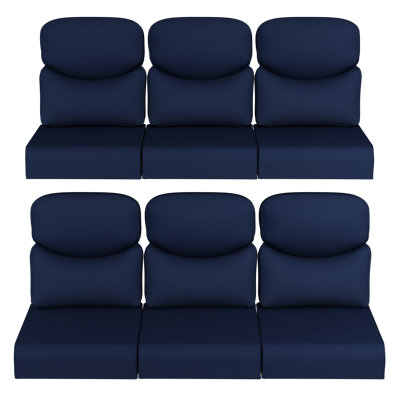 Ensemble de coussin de siège et de dossier de patio en forme de croissant de 6 pouces d'épaisseur avec housse amovible et lavable pour meubles de jardin