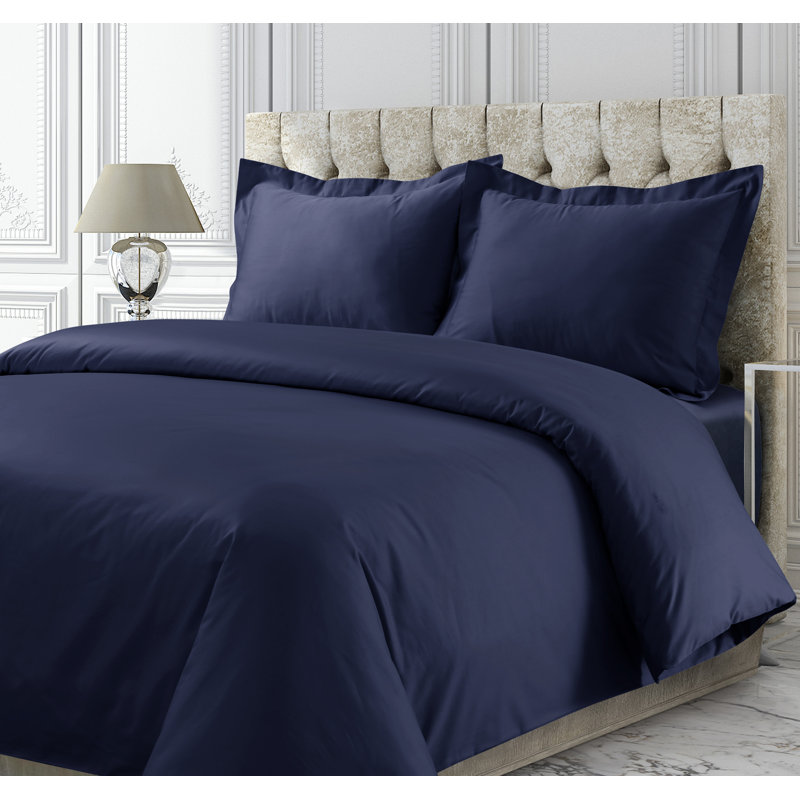 Cotton Sateen Duvet Cover, Queen, Navy Blue