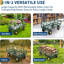 900 LBS Garden Cart with Removable Mesh Sides, Heavy Duty Steel Garden Wagon with Adjustable Handles , Utility Wagon for Lawn Camping Farm Yard
