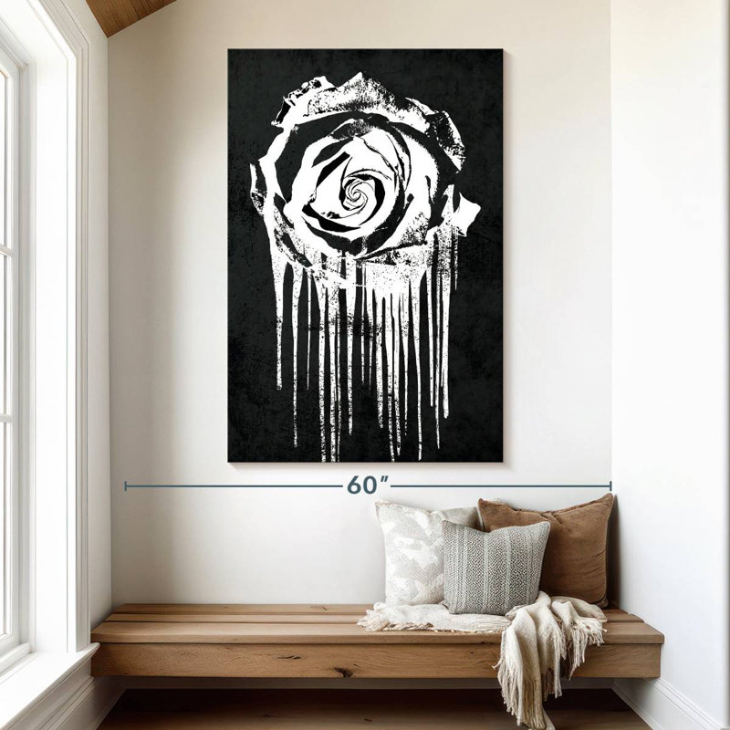 Harnek White Rose Paint Drip, 51" H x 34" W
